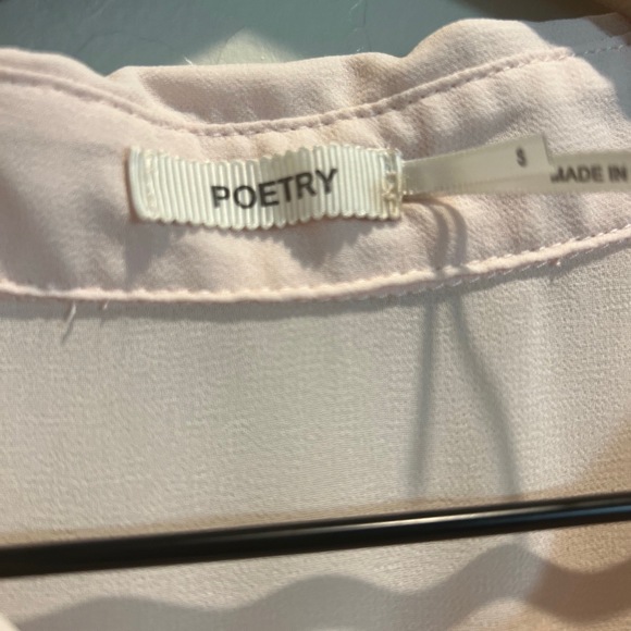 Poetry Sheer Fringe Back Tank‎ Soft Pink High Low Boho Chic Small - Picture 2 of 7